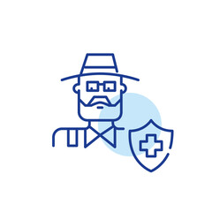 Elderly man medical insurance. Health plan for older people. Pixel perfect, editable stroke line icon