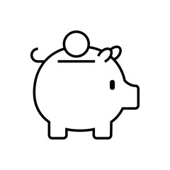 Piggy bank Business icon with black outline style. finance, coin, investment, pig, dollar, save, savings. Vector illustration