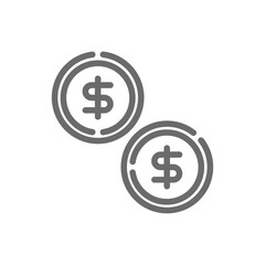 Coin Business icon with black outline style. currency, finance, investment, banking, cash, payment, dollar. Vector illustration