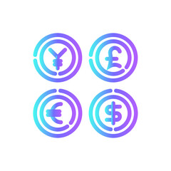 Currency Business icon with blue duotone style. money, bank, exchange, coin, payment, dollar, investment. Vector illustration