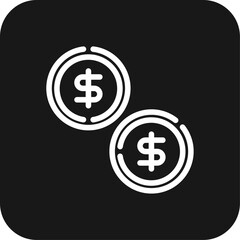 Coin Business icon with black filled line style. currency, finance, investment, banking, cash, payment, dollar. Vector illustration