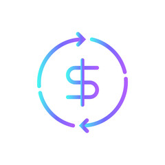 Money circulation Business icon with blue duotone style. money, finance, dollar, investment, payment, banking, deposit. Vector illustration