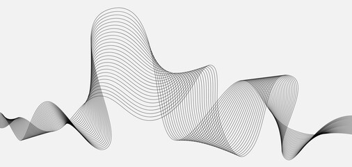 Wave Sound in abstract style on  light background. Bundle of digital signal wave lines. Human voice vibration, song waveform digital spectrum, sound pulse, waveform  equalizer. Vector Illustration.