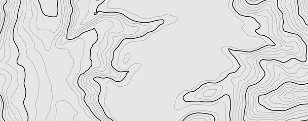 The stylized height of the topographic contour in lines and contours. Сoncept of a conditional geography scheme and the terrain path. Black stroke on white background. 1x1 size. Vector illustration.