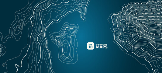 The stylized height of the topographic contour in lines and contours. The concept of a conditional geography scheme and the terrain path. Vector illustration.	