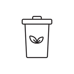 Rubbish bin Eco friendly icon with black outline style. trash, waste, recycle, recycling, environment, basket, reuse. Vector illustration