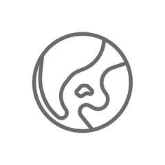 Earth Eco friendly icon with black outline style. world, globe, global, planet, sphere, geography, land. Vector illustration