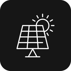 Solar panel Eco friendly icon with black filled line style. energy, renewable, ecology, power, solar, technology, electricity. Vector illustration