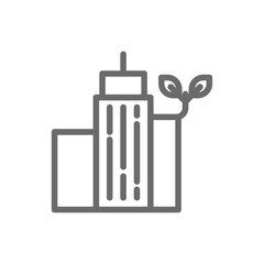 Powered power plant Eco friendly icon with black outline style. energy, electricity, factory, industry, gas, environment, fuel. Vector illustration