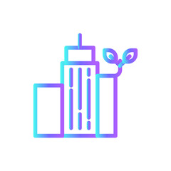 Powered power plant Eco friendly icon with blue duotone style. energy, electricity, factory, industry, gas, environment, fuel. Vector illustration