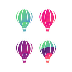 icon set of colorful hot air balloon. vector illustration.