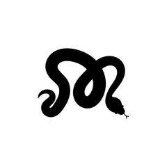 snake  letter m logo illustration - obrazy, fototapety, plakaty