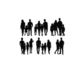 Family Activity Silhouettes, art vector design

