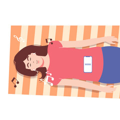 a person sleeping in bed, a Joyful person lying on mats