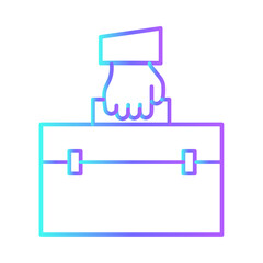 Job teamwork and Management icon with purple blue outline style. teamwork, business, meeting, discussion, office, people, team. Vector Illustration