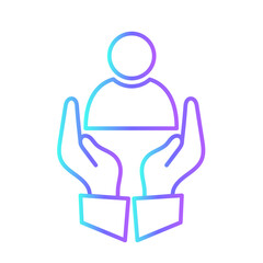 support teamwork and Management icon with purple blue outline style. teamwork, business, meeting, team, people, group, businessman. Vector Illustration