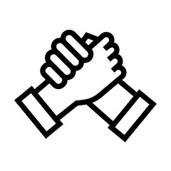 Support teamwork and Management icon with black outline style. teamwork, business, meeting, discussion, office, people, team. Vector Illustration