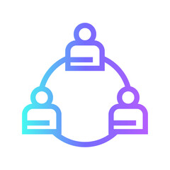 Teamwork teamwork and Management icon with purple blue outline style. teamwork, business, meeting, team, people, group, businessman. Vector Illustration