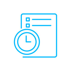 Time management teamwork and Management icon with blue outline style. teamwork, business, meeting, team, people, group, businessman. Vector Illustration