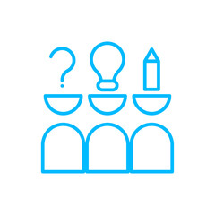 Brainstorming teamwork and Management icon with blue outline style. teamwork, business, work, office, management, group, people. Vector Illustration