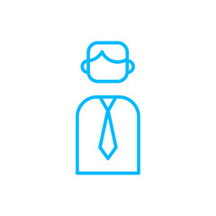 Manager teamwork and Management icon with blue outline style. teamwork, business, meeting, team, people, group, businessman. Vector Illustration