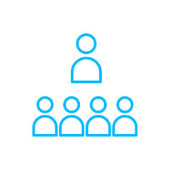 Leader teamwork and Management icon with blue outline style. teamwork, business, work, office, management, group, people. Vector Illustration