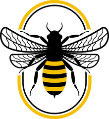 Ellipse shape with honey bee