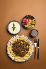 Traditional Azerbaijani khinkali with chopped meat