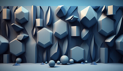 Blue tones background 3d rendering. Generative AI