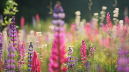 Obraz premium generative AI. Romantic Wildflower Bouquet: A Stunning Array of Colorful Blossoms in a Whimsical Meadow.