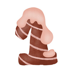 Chocolate number inwatercolor