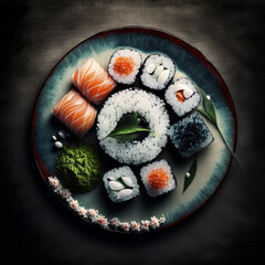 Sushi a Japanese dish that consists of sushi rice, Generative AI