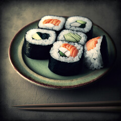 Sushi a Japanese dish that consists of sushi rice, Generative AI