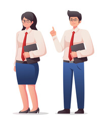 Obraz premium man and woman in suit. business concept illustration 