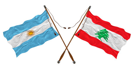 National flag  of Lebanon and Argentina. Background for designers