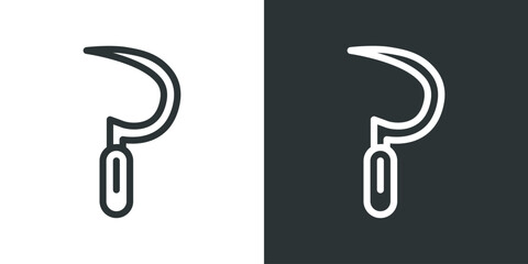 Sickle glyph icon, glyph vector design. Sickle icon on black and white background