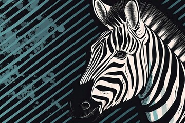 zebra standing in front of a black and blue gradient background. Generative AI