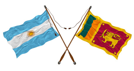 National flag  of Sri Lanka and Argentina. Background for designers
