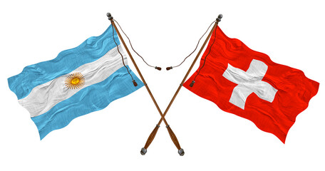 National flag  of Switzerland and Argentina. Background for designers
