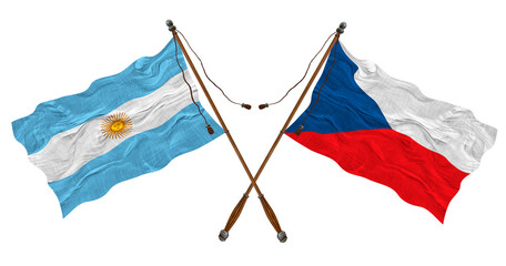 National Flag Czech Republic and Argentina. Background for designers