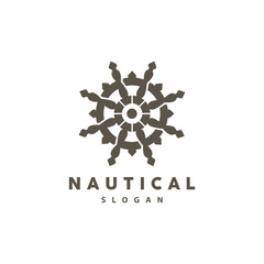 Ship Steering Logo, Steering Wheel Boat Ship Yacht Compass Vector, Elegant Simple Minimalist Design Ocean, Sailing