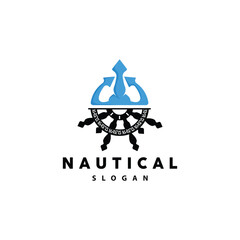 Ship Steering Logo, Steering Wheel Boat Ship Yacht Compass Vector, Elegant Simple Minimalist Design Ocean, Sailing © Mayliana