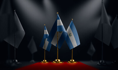 The Salvador national flag on the red carpet