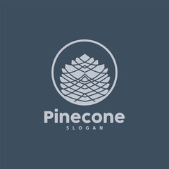 Pine Cone Logo, Elegant Luxury Pine Simple Design, Tree Acorn Icon Vector, Product Brand Illustration