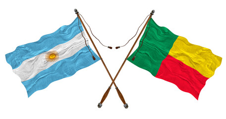 National flag of Benin and Argentina. Background for designers