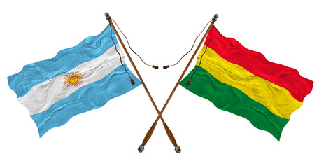 National flag of Bolivia and Argentina. Background for designers