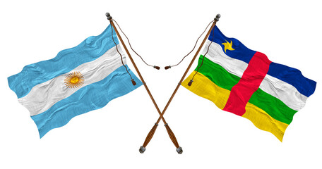 National flag of Central Arican Republic and Argentina. Background for designers