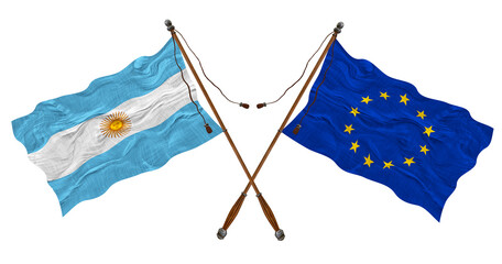 National flag of Europe and Argentina. Background for designers