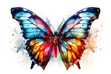 multicolored butterfly for design. isolated on white background. Generative AI