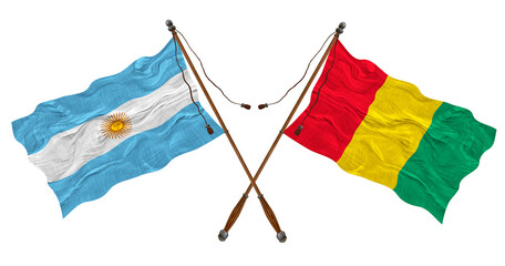 National flag of Guinea and Argentina. Background for designers